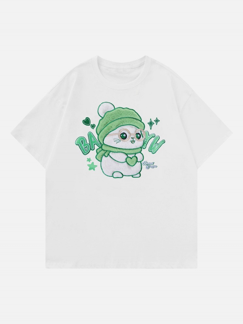 Vert  T Shirts Aelfric Eden Cute Animals Towel Embroidery Tee - UEN-4079020